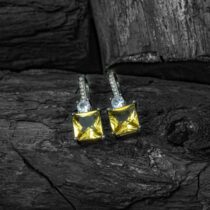 Elegant Yellow Crystal Square Shape Earrings