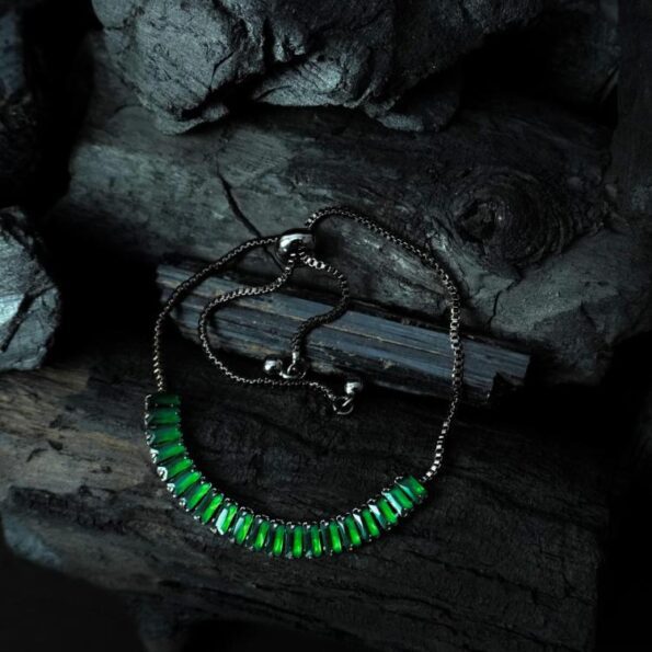 Green Crystal Rectangle Slider Bracelet