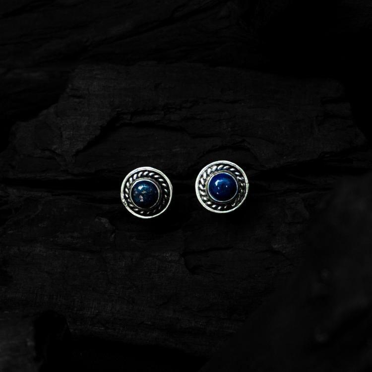 Purple Color Silver Crystal Round Shape Stud Earrings
