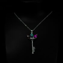 Glamorous Multicolor Crystal Key Necklace