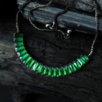 Green Crystal Rectangle Slider Bracelet