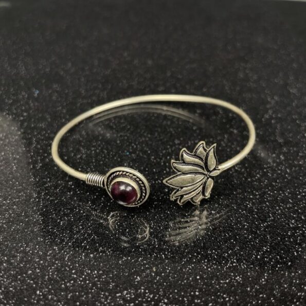 Stone Bracelet with Lotus Accent