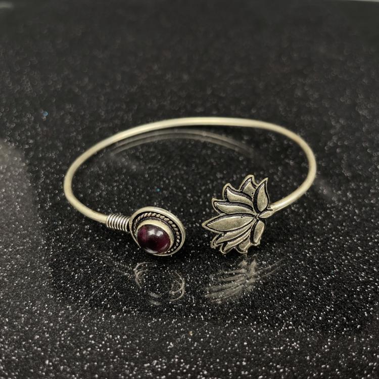 Stone Bracelet with Lotus Accent