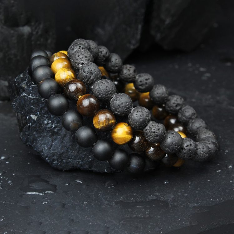 Black Charming Beaded Bracelet (Set Of 3)