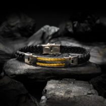 Black leather Stylish Bracelet
