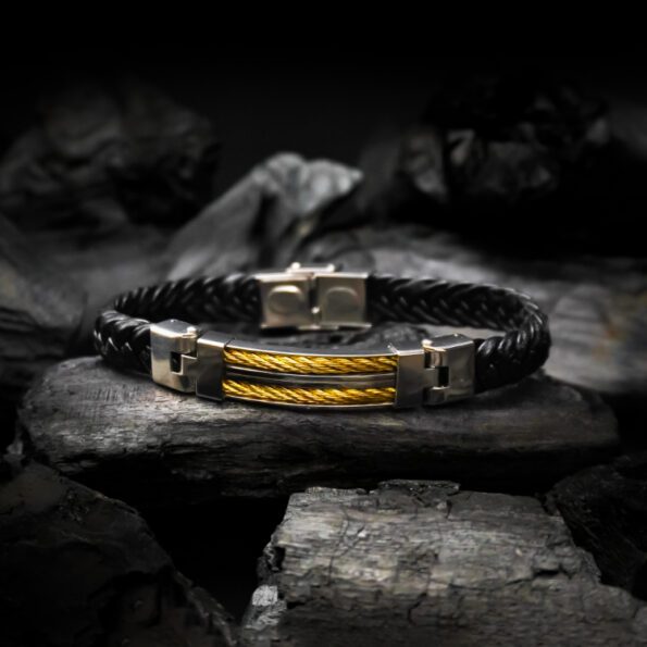 Black leather Stylish Bracelet