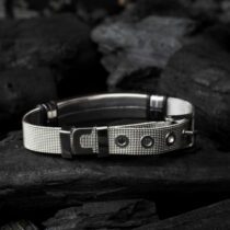Golden Cross With Silver Strap Bracelet