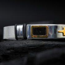 Golden Cross With Silver Strap Bracelet