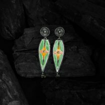 Traditional Green Long Earrings