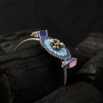 Silver Toned Blue Cuff Bracelet
