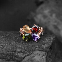 Multicolor Precious Stones Adjustable Ring
