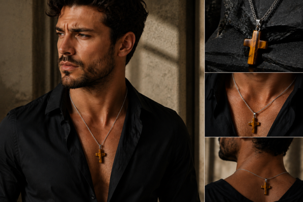 Natural Stone Cross Pendant