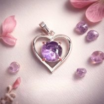 Amethyst Heart Shape Frame Pendant