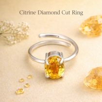 Citrine Diamond Cut Ring