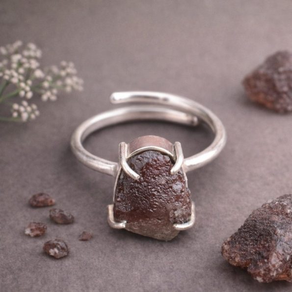 Smoky Quartz Raw Stone Ring