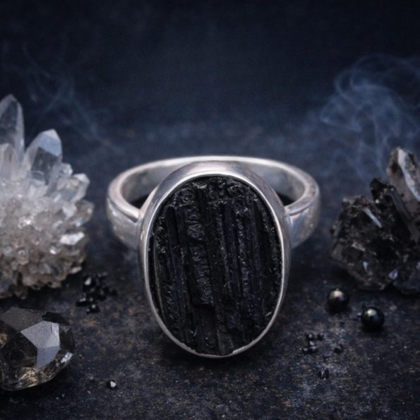 Black Tourmaline Stone Ring