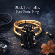Black Tourmaline Raw Stone Ring