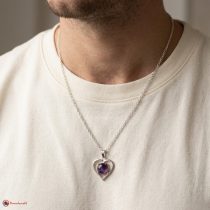 Amethyst Heart Shape Frame Pendant