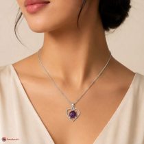 Amethyst Heart Shape Frame Pendant