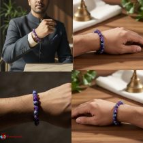 Amethyst Lapiz Bracelet 8mm