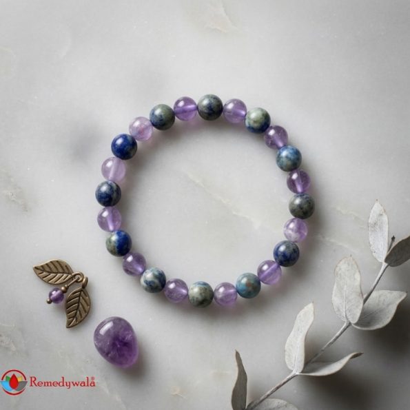 Amethyst Lapiz Bracelet 8mm