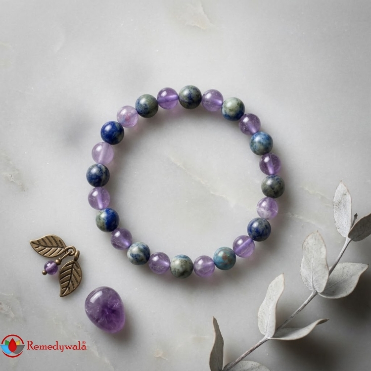 Amethyst Lapiz Bracelet 8mm