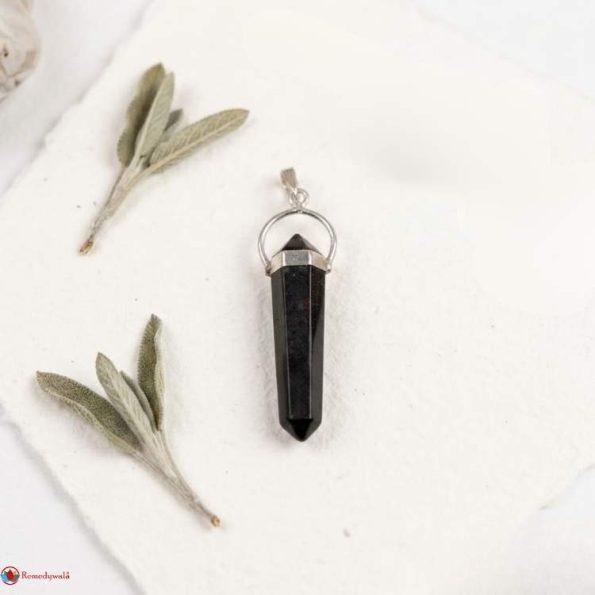 Black Shungite Double Terminated Pendant