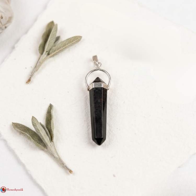 Black Shungite Double Terminated Pendant