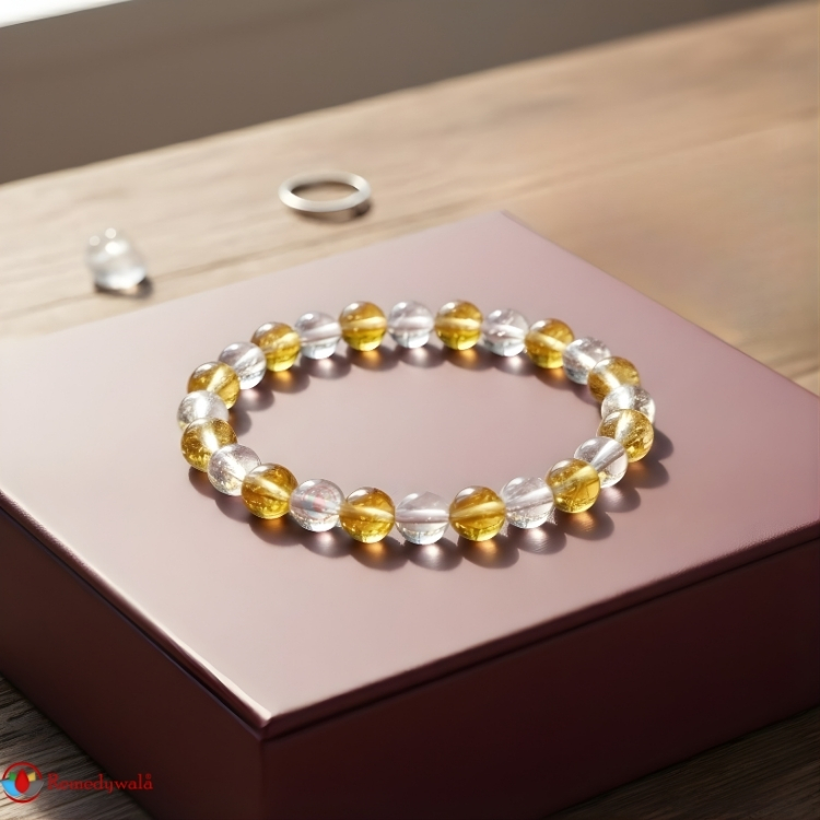 Citrine Clear Quartz Combination Bracelet 8mm