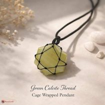 Green Calcite Thread Cage Wrapped Pendant